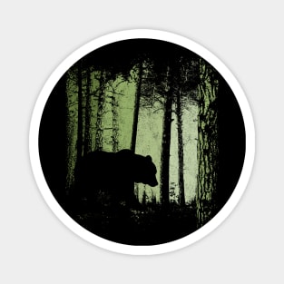 Twilight Forest Outdoor Romantic Grizzly Bear Silhouette Magnet